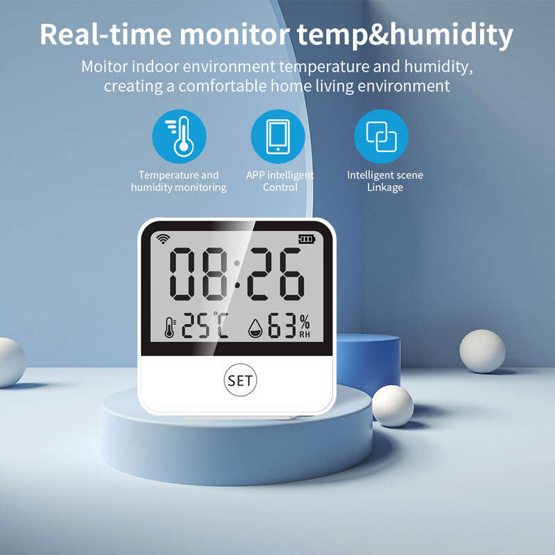 Smart Home Digital Indoor Hygrometer Thermometer Wi-Fi Enabled Temperature and Humidity Sensor with