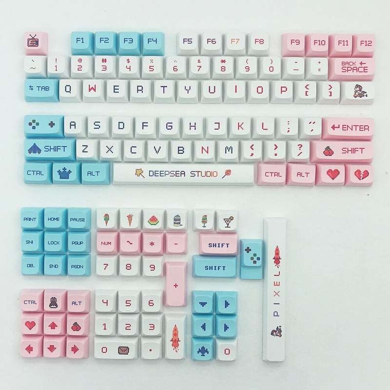 125 Keys Pixel Game PBT Keycap Set XDA Profile Sublimation Japanese Custom Keycaps for Mechanical Ke