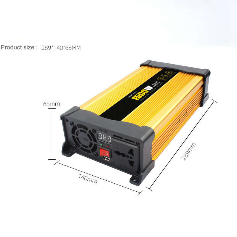 1500W 12V to 220-230V Solar Power Inverter Digital Display USB Modified Sine Wave Transformer Power
