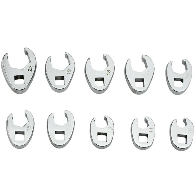 10PCS 3/8Inch Drive Crowfoot Wrench 10 To 22mm Metric SAE Imperial Chrome Plated Foot Open End Spann