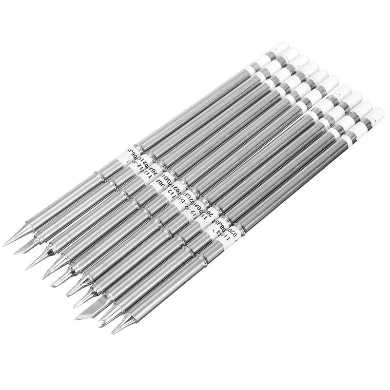 10PCS T12 Lead-free Alloy Stainless Steel Color Soldering Iron Tips Set