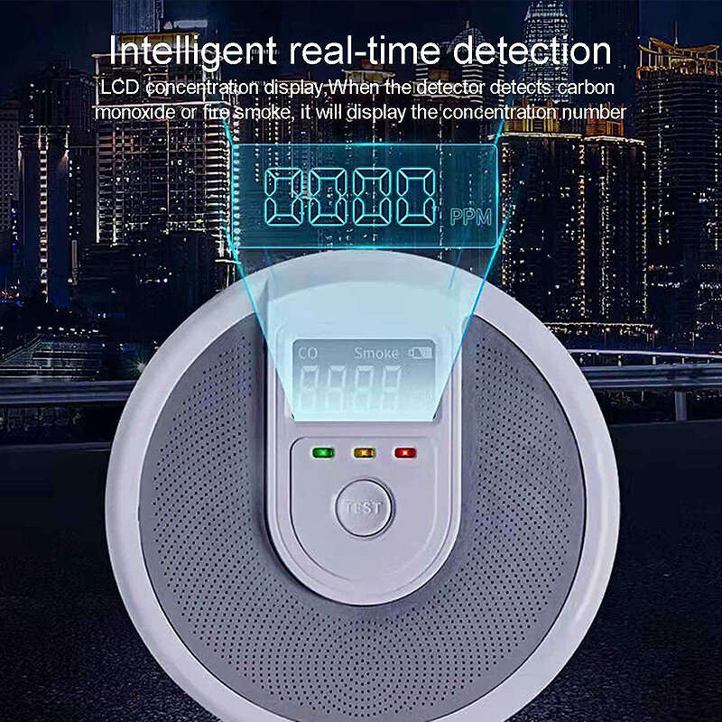 Compound Smoke and Carbon Monoxide Leakage Detector LCD Display Sound Light Alarm Troubleshooting Fu