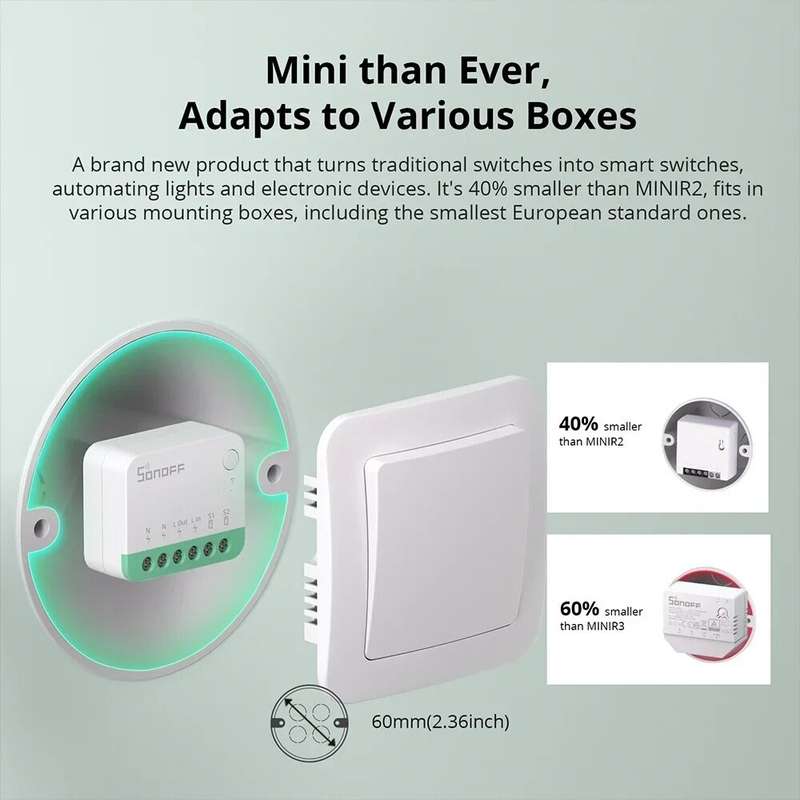 SONOFF MINIR4M MINI Extreme WiFi Smart Home Switch Detach Relay Matter Voice Control with Alexa Goog