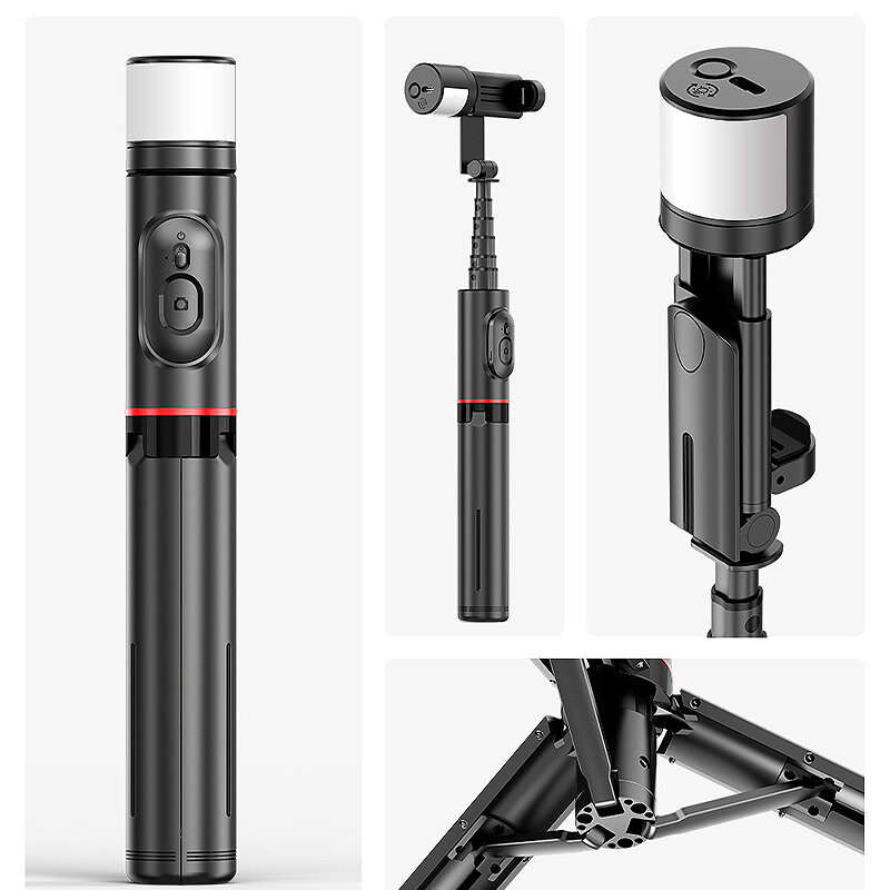 Q12S Portable Wireless bluetooth Phone Telescopic Selfie Stick Tripod with Filling Light Multifuncti