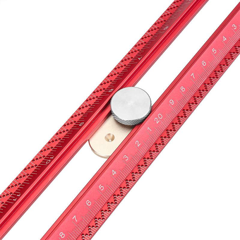 HONGDUI MT-2465 Woodworking Line Scriber Marking T Square Ruler Aluminum Alloy Hole Positioning Mark