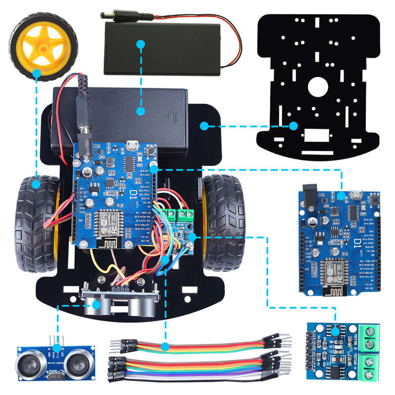 TSCINBUNY 2WD Smart Automation Robot Car Kit For ESP8266 ESP12E D1 Wifi Board For Arduino Programmin
