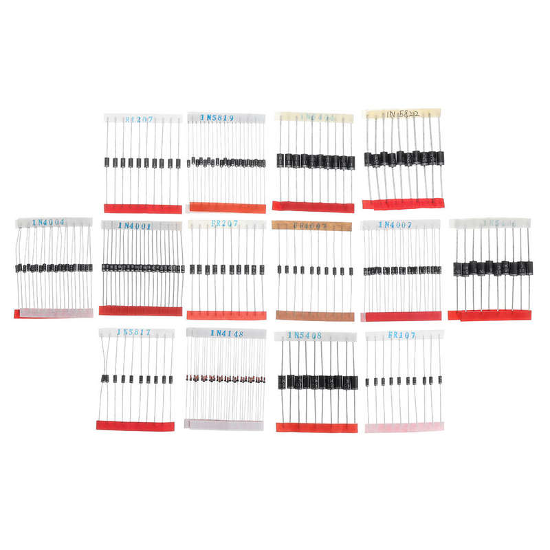 600pcs Fast Switching Schottky Diode Assorted Kit 1N4001 1N4004 1N4007 1N5408 UF4007 FR207 1N5817 1N
