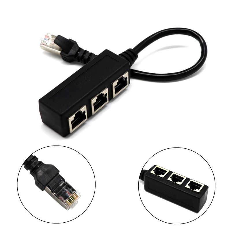 RJ45 Y Splitter Ethernet Cable Adapter 1 Male To 3 Female Port LAN Networking Cable