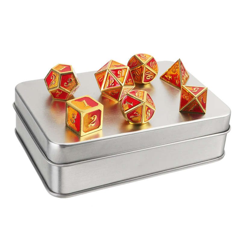 7PCS/SET Creative Metal Multi-faced Dice Set Heavy Duty Polyhedral Dices Role Playing Game Party Gam