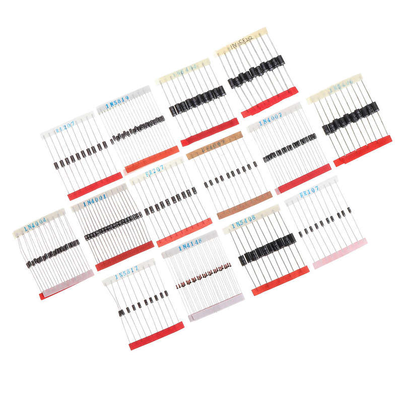 200pcs Fast Switching Schottky Diode Assorted Kit 1N4001 1N4004 1N4007 1N5408 UF4007 FR207 1N5817 1N