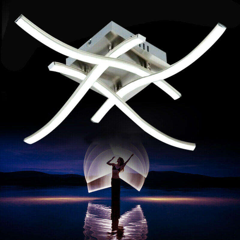 Modern LED Light Ceiling Light Kitchen Living Bedroom Pendant Lamp - Four Branches Cross White Light