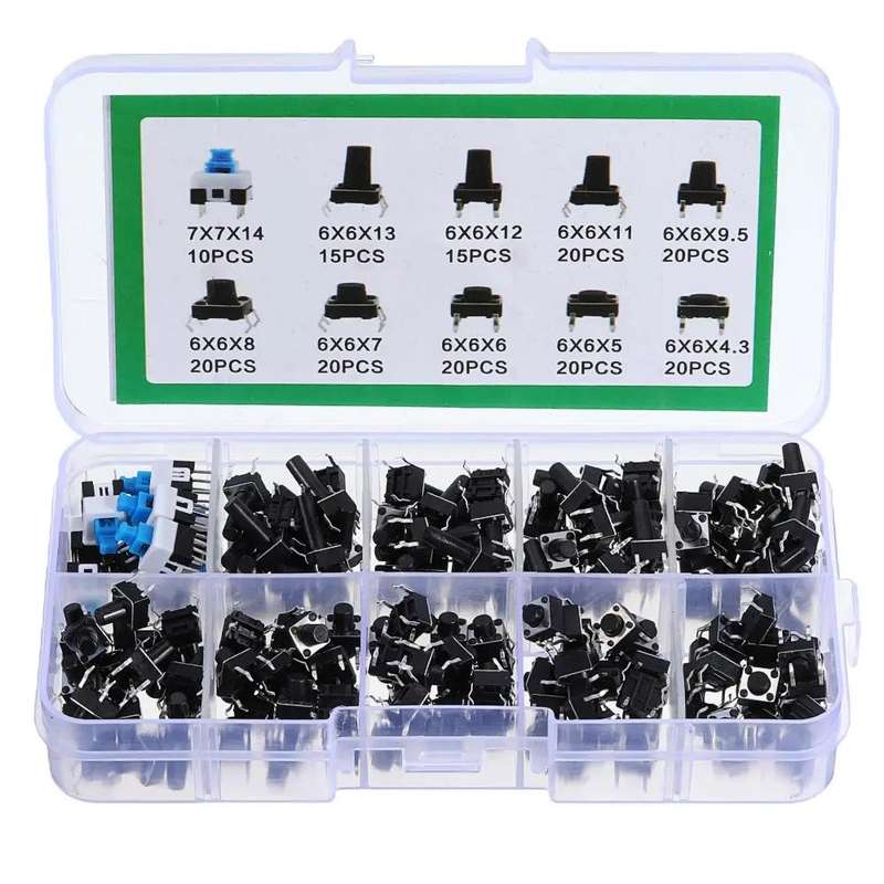 900Pcs 10 Values Tactile Push Button Switch Mini Momentary Tact Assortment Kit DIY
