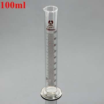 100mL Glass Graduated Measuring Cylinder Tube Round Base w/ Spout Lab Glassware