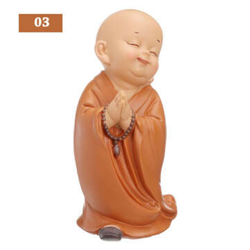 16.5cm Resin Buddhas Statue Monk Sculpture Car Home Garden Decor Ornament Brown (TYPE: K10)