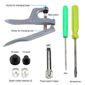 350Pcs DIY Craft KAM Snaps T5 Snap Starter Plastic Poppers Fasteners + Pliers