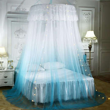 Ceiling-Mounted Mosquito Net Free Installation Home Dome Foldable Bed Canopy (COLOR: BLUE)