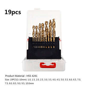 Drillpro Twist Drill Bit Set for Metal & Wood Titanium Coated HSS Drill Bits wi... (QUANTITY: 19PCS)