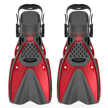 HhaoSport F621 1 Pair Snorkel Fins Swimming Diving Flippers PP TPR Comfort... (SIZE: M | COLOR: RED)