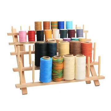46 Spools Folding Wooden Embroidery Sewing Thread Stand Cone Holder Storage Rack