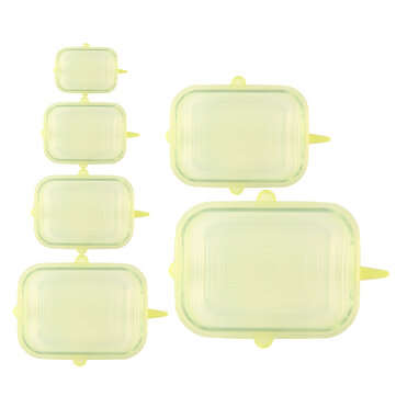 6Pcs Silicone Stretch Lids Universal Lid Silicone Bowl Pot Lid Silicone Cover Pa... (COLOR.: YELLOW)