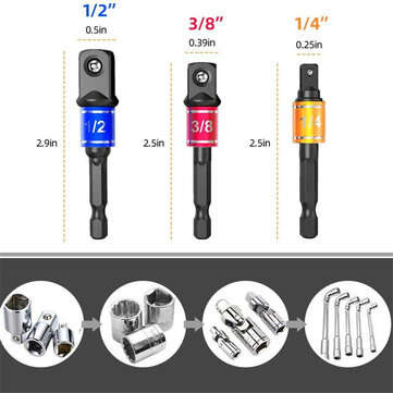 Drillpro 16Pcs/Set Flexible Drill Extension Hex Shank Drill Nut Driver Bit Set Bendable Drill Bit Ex