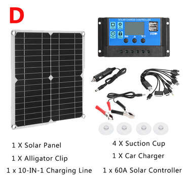 40W Portable Solar Panel Kit Battery Charger Controller Waterproof For Camping Traveling (TYPE: D)