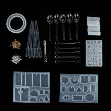 70pcs/Set DIY Craft Tools Kit Silicone Crystal Mold Making Jewelry Pendant Resin Casting