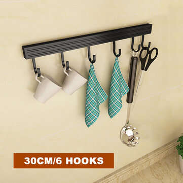 6/8/10 Hooks Wall-mounted Construction Hook Aluminum Wall Mounted Rack Coat Hat Cl... (LENGTH: 30CM)