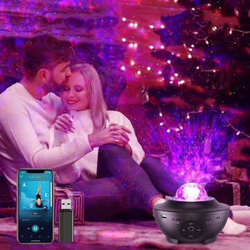 Starry Sky Light Smart WiFi Galaxy Projector Night Light Alexa APP Control 10-Color Music Player Blu