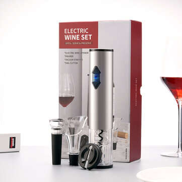 Electric Vino Bottle Opener Set Stainless Steel Automatic Corkscrew Opener Puller Kit With Foil Cutt