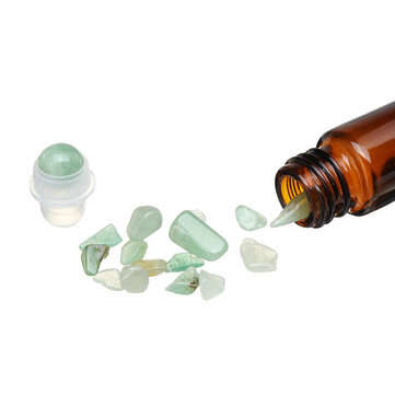 10ml10pcs Clear Glass Essential Gemstone Roller Balls Chips Bottles With Pearl Cotton