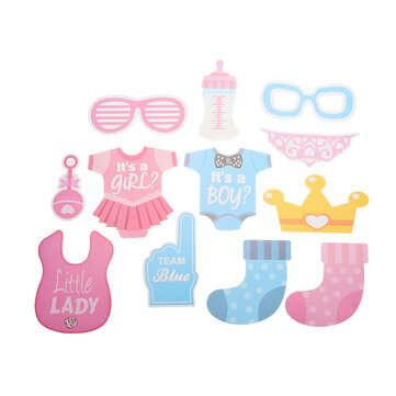 Gender Reveal Party Supplies Set Foil Latex Confetti Balloons Baby Shower Decor for Party Supplies D