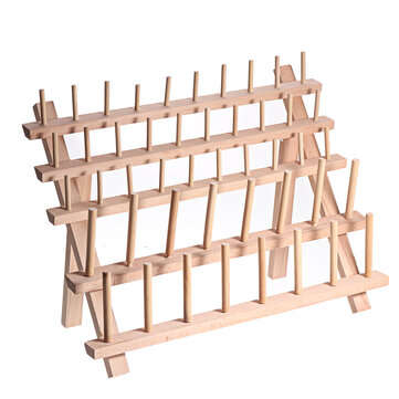 46 Spools Folding Wooden Embroidery Sewing Thread Stand Cone Holder Storage Rack