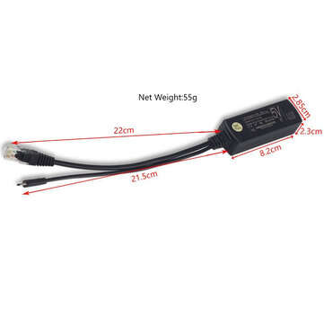 ESCAM 2.5KV Anti-interference Power Over Ethernet 48V To 5V 2.4A 12W Active POE Splitter Micro USB P