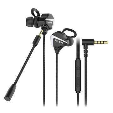 Lenovo H105 3.5mm Earbuds In Ear Wired Game Headset Subwoofer Driven Microphone He... (COLOR: BLACK)