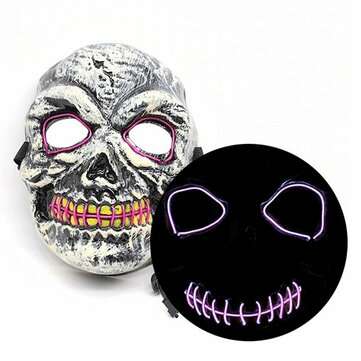Mask Scary Glow Mask LED Mask for Halloween Mask Party Masks Neon Maske Skeleto ... (COLOR.: PURPLE)