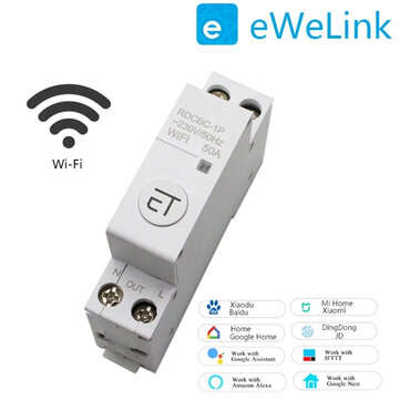 DANIU eWelink 1P Din Rail WIFI Circuit Breaker Smart Timer Switch Relay Remote Con... (CURRENT: 32A)