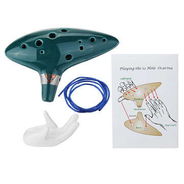 12 Hole Ceromic Ocarina Alto C Tone Handicraft Legend of Zelda Ocarina with B... (COLOR.: DARKGREEN)