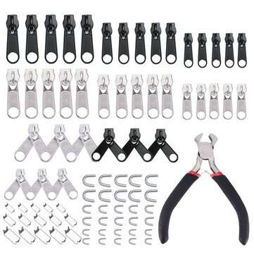 85Pcs Zipper Repair Kit Zipper Replacement Zipper Pull Rescue Kit with Zipper Install Pliers Tool an