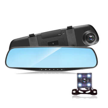 4.3 Inch Dual Lens 1080P Car DVR Dash Cam Video Recorder Rear View Mirror Camera