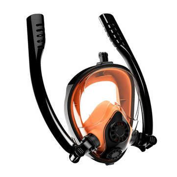 Underwater Scuba Diving Mask Double Breath Tube Full Face Anti-fog Wide View Snor... (COLOR: ORANGE)