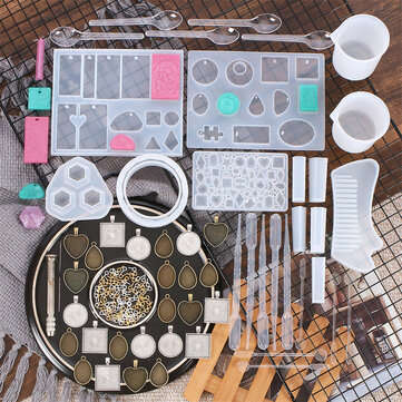 151Pcs Silicone Mould Resin Silicone Resin DIY Bracelet Pendant Resin Casting Molds Tools Set For DI
