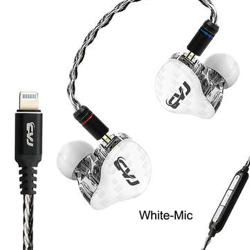 CVJ CVM MFI Certified for Lightning Earphones Socket 1DD + 1BA HiF... (TYPE: WITHMIC | COLOR: BLACK)