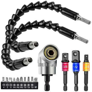Drillpro 16Pcs/Set Flexible Drill Extension Hex Shank Drill Nut Driver Bit Set Bendable Drill Bit Ex