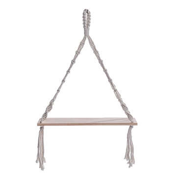 Bohemia Macrame Woven Wood Mount Shelf Tapestry Tassel Wall Hanging Storage Rack Home Office Decorat