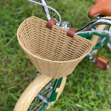 Vintage Rattan Wicker Children Bike Basket Bicycle Front Storage Hampers Outdoor Cycling