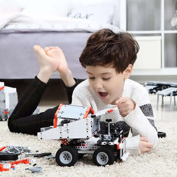 ONEBOT White Mine Truck Car 500+ Pcs Mechanical Transmission Control and Tipping Bucket Lifting Syst
