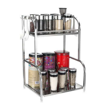 2-Tier Kitchen Storage Rack Spice Shelf Desktop Organizer Countertop Pantry Multipurpos... (SIZE: L)