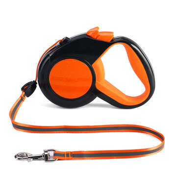 3/5/8m Reflective Dog Lead Retractable Nylon Cat Lead Puppy Walking Run... (SIZE: M | COLOR: ORANGE)