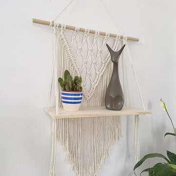 Cotton Wall Tapestry Woven Macrame Boho Plant Hanger Holder Tapestry Wall Hanging Art Home Storage D
